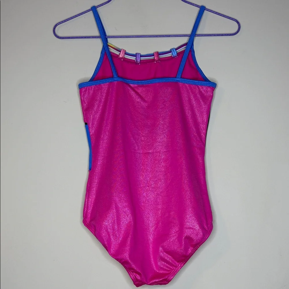 Danskin Jojo Siwa Girls Shimmery Pink Blue Black Leotard Size 12/14